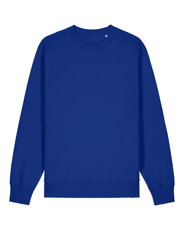 Blue crew-neck sweatshirt, shown from the front
